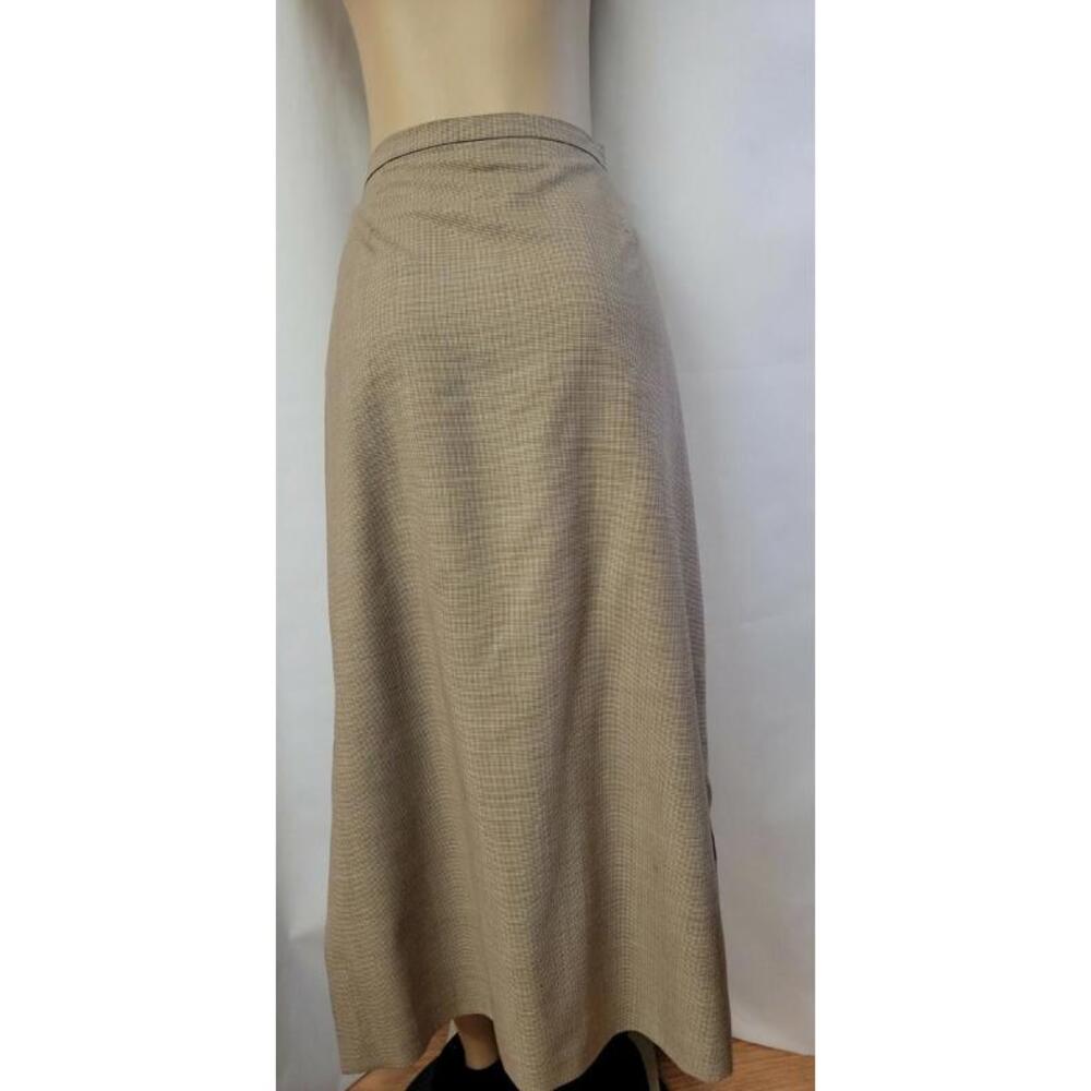 LUCIANO BARBERA DESIGNER A-LINE MIDI BEIGE BROWN SKIRT SIZE 46/12 #1